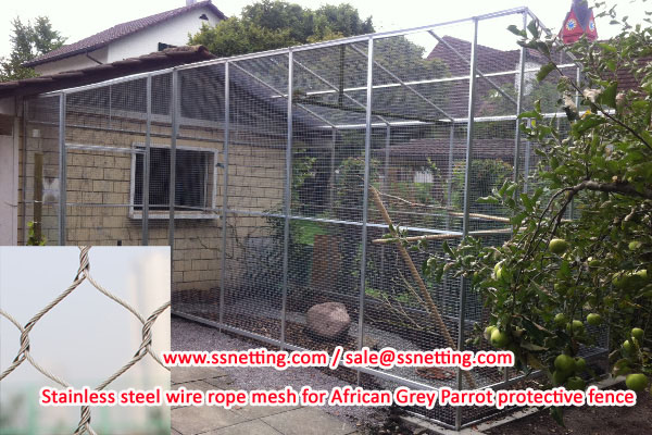 Malla de cable de acero inoxidable para la cerca de protección de loro gris africano